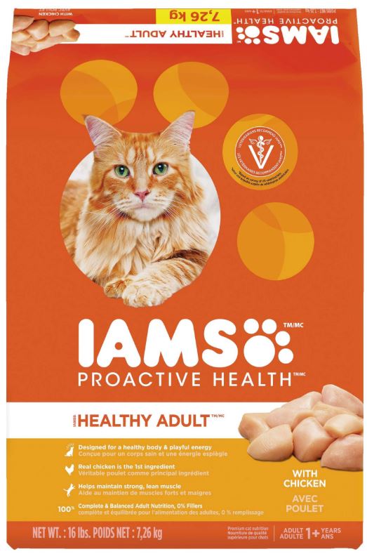 IAMS Proactive Health Adult Dry Cat Food with Chicken, 7.2-kg